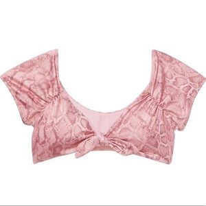 VICTORIA'S SECRET Twist Off-Shoulder Short-Sleeve Bikini Top in Pink